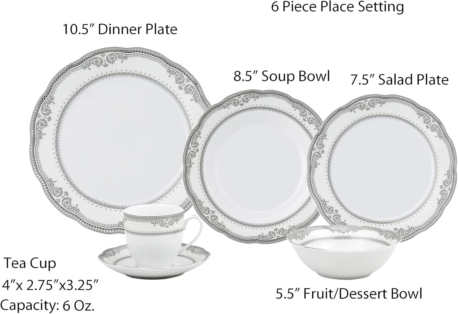Lorenzo Import Victoria 57-Piece Wavy Porcelain Dinnerware Set