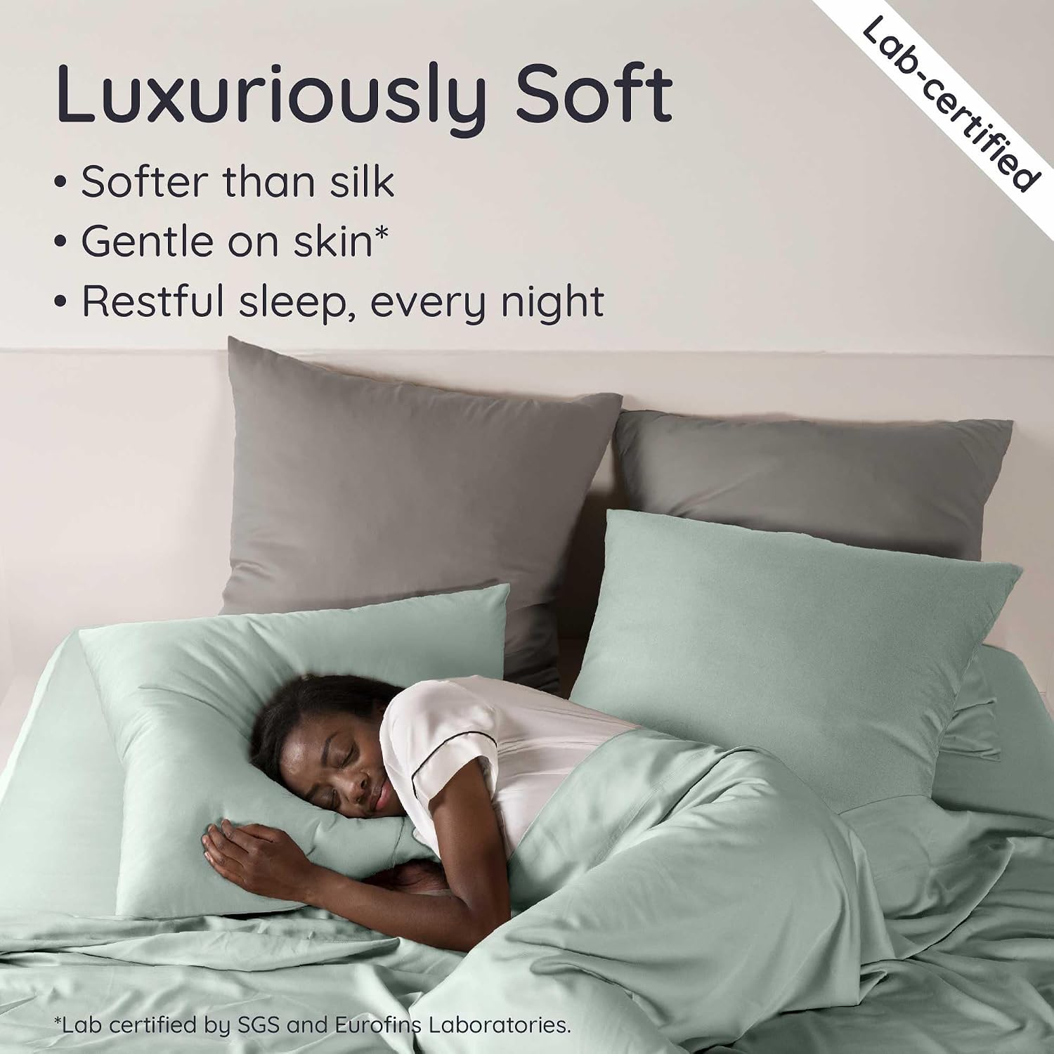 Bambaw 100% Viscose Derived from Bamboo Sheets California King Size – 4pcs Deep Pocket Cooling Sheets, Fits Up to 16'', Buttery Soft & Luxury California King Set (Sea Glass)