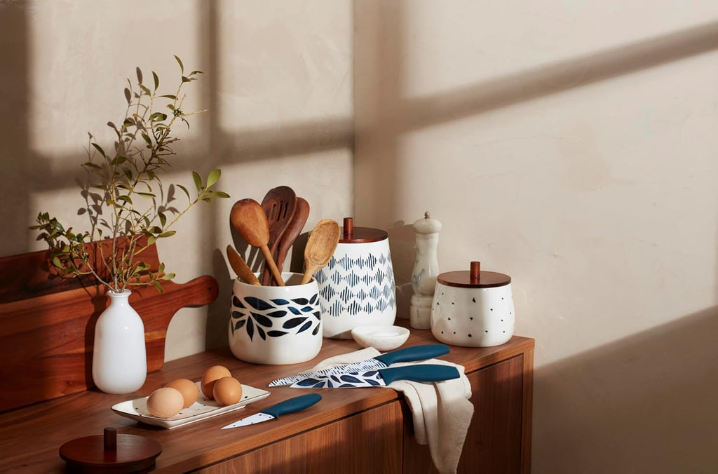 Lenox Blue Bay Dinnerware & Serveware Collection, Porcelain Tableware, Canister Set, 3-Piece