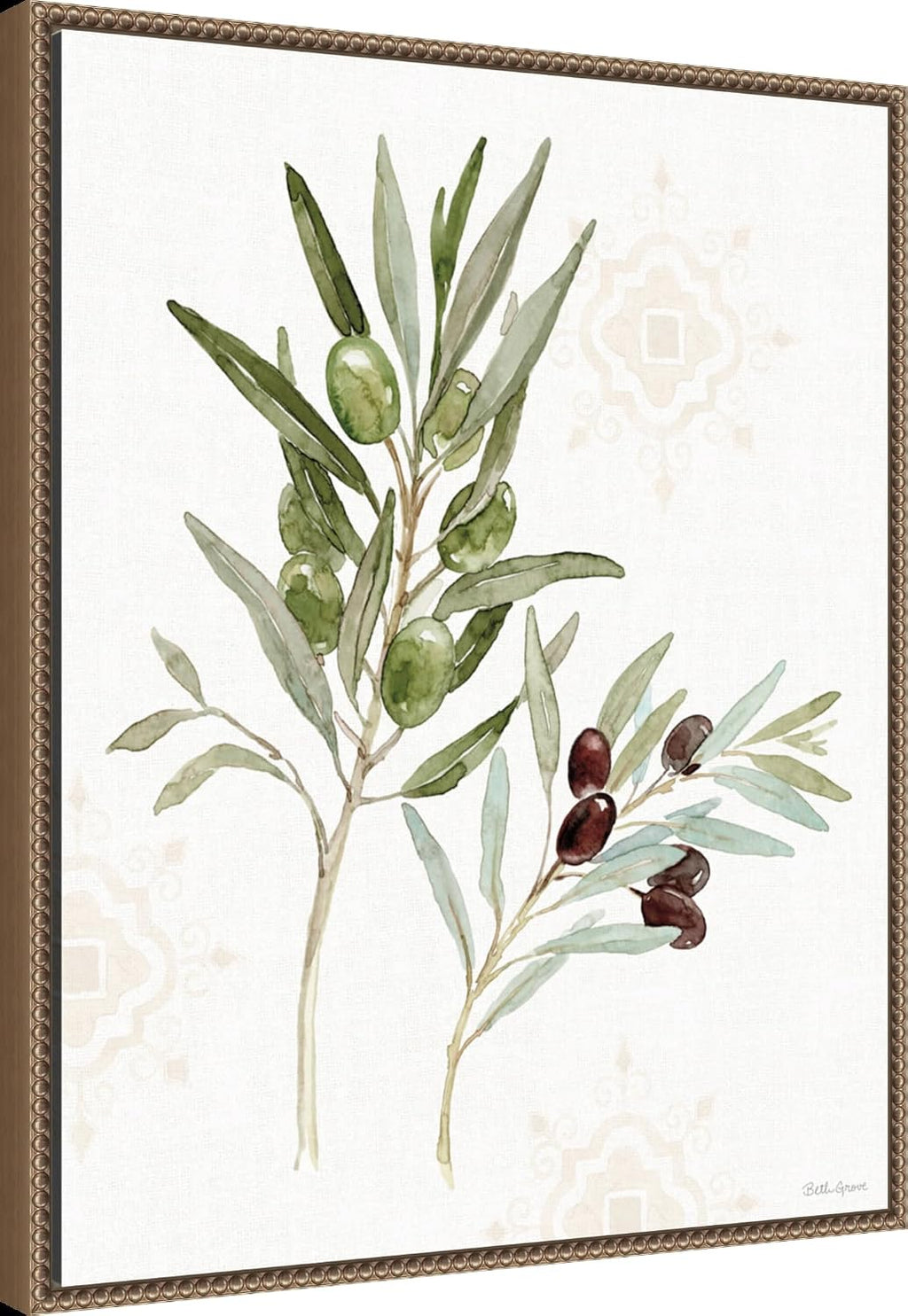 Amanti Art Framed Canvas Wall Art 28x23 Mediterranean Motif VIII by Beth Grove, Framed Wall Art Canvas, Flowers Artwork, Traditional Decor, Medium Poster Painting for Living Room, Bedroom, Bathroom,
