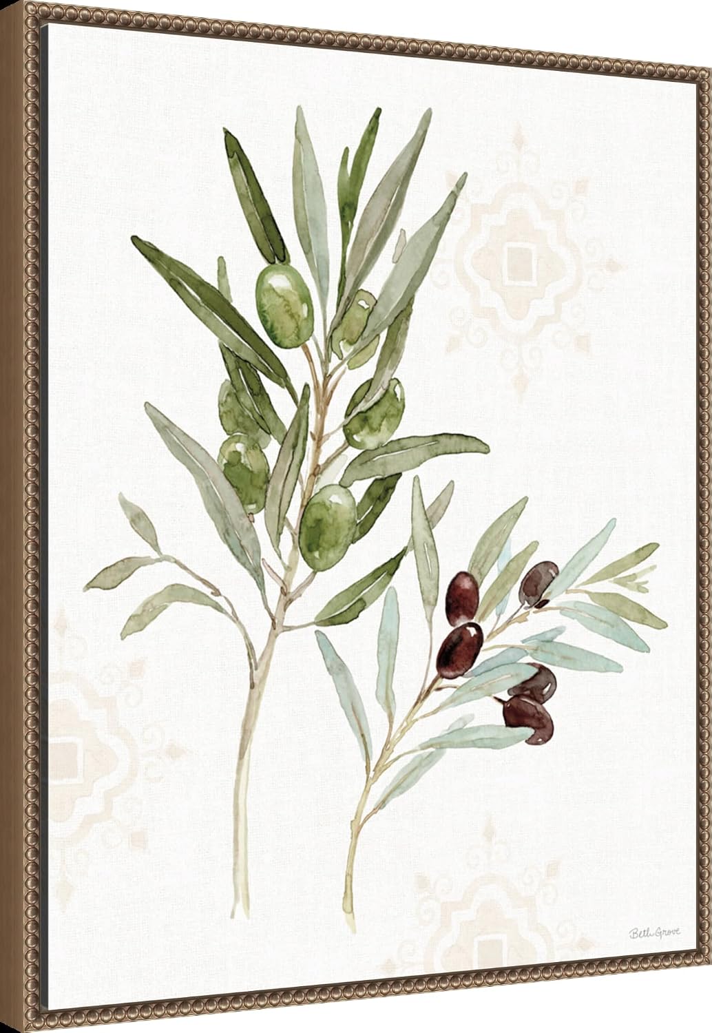 Amanti Art Framed Canvas Wall Art 28x23 Mediterranean Motif VIII by Beth Grove, Framed Wall Art Canvas, Flowers Artwork, Traditional Decor, Medium Poster Painting for Living Room, Bedroom, Bathroom,