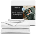 Miracle Made Breathable Cotton Bed Sheets, 4-Piece Set – Silver-Treated, Soft and Cool-to-the-Touch Lightweight Bedding Designed for Hot Sleepers – Queen Size, White