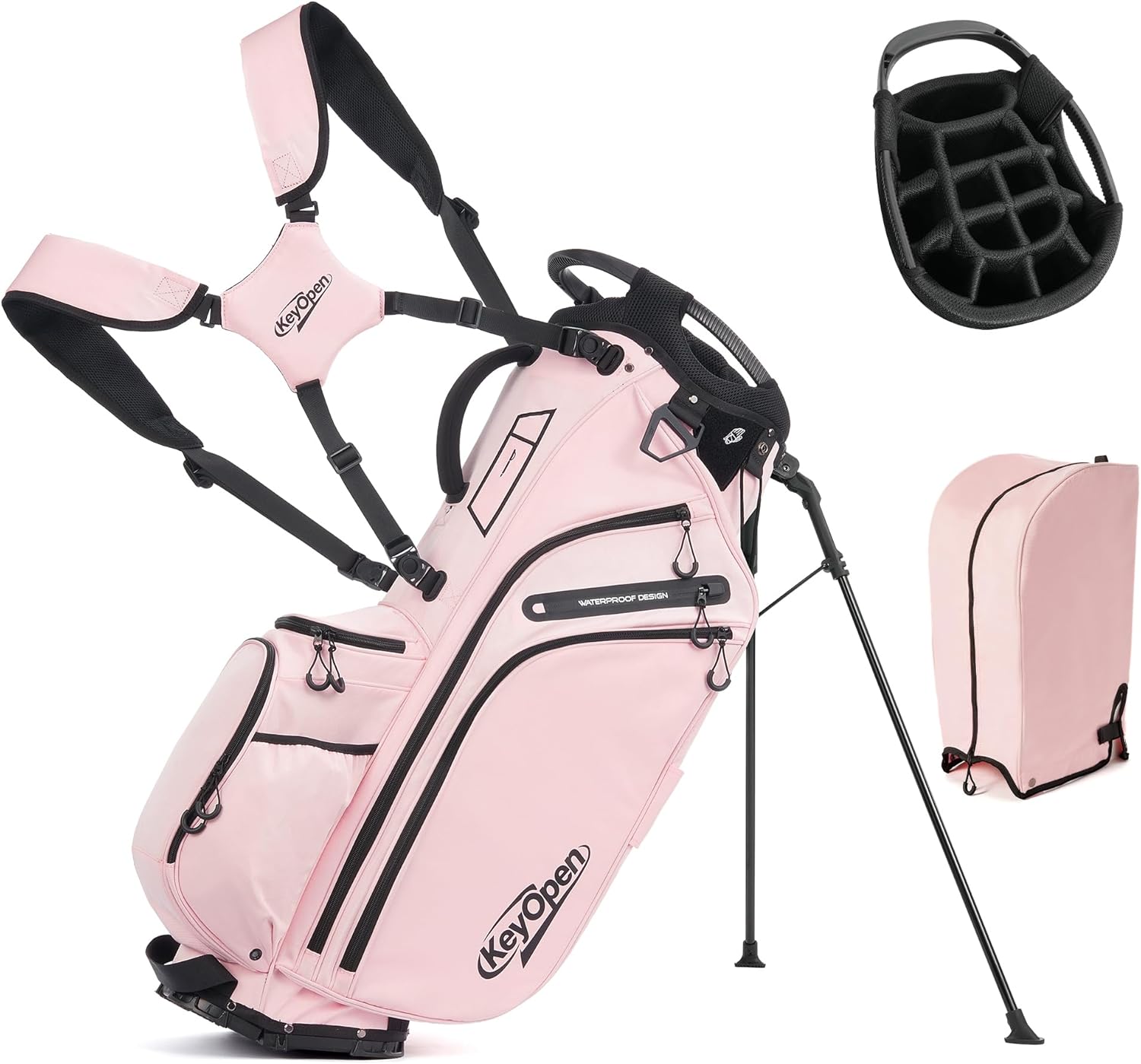 Lightweight Golf Stand Bag, 14 Way Golf Bags with Full Length Dividers for Men Women, Encrypted 900D Weather-Proof Club Carry Bag with Ergonomic Dual Strap, Cooler Pockets, 9 Pockets