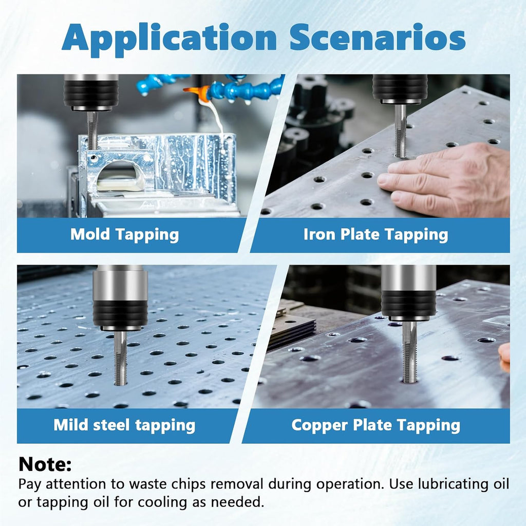 MXBAOHENG Pneumatic Tapping Machine with 360° Rotating Auxiliary Handle, Portable Air Tapper Tool 250RPM Thread Tapping Gun Tap Drill Machine for Metal with 4pcs ANSI Collets