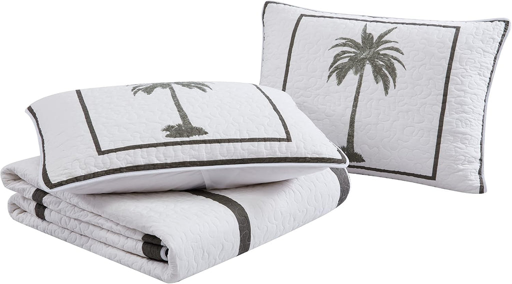 Tommy Bahama - King Quilt, Reversible Cotton Bedding, Breathable Bedding Set for All Seasons (Palm Island Green, King)