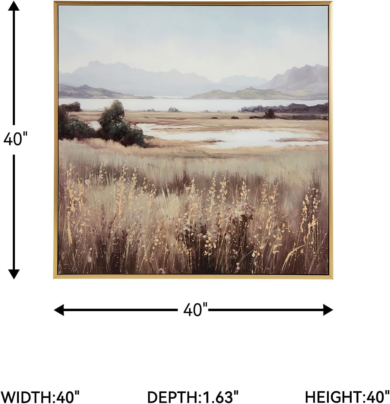 Signature Design by Ashley Clarkford Classic Framed Gallery Wrapped Canvas Wall Art 40 x 40 Inches, Light Brown & Light Blue