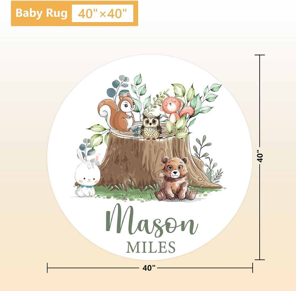 Terwex Personalized Baby Bedding Set, 5 Pcs Custom Baby Crib Sets with Name, Toddler Bedding Set for Baby Boys Girls, Forest Animal Double Layer Nursery Bedding Set, Customized Gifts for Infants Kids