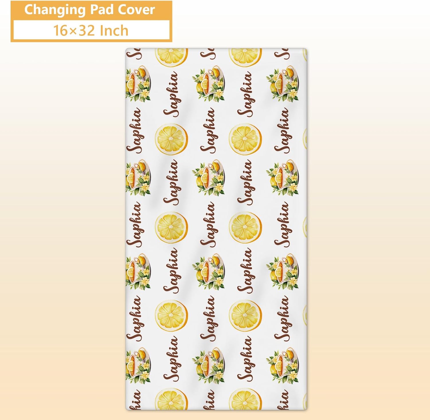 Terwex Personalized Baby Crib Bedding Set, 5 Pcs Custom Name Nursery Bedding Set, Lemon Tea Baby Bedding Set for Girls Boys, Double Layer Flannel Baby Crib Set, Toddlers Kids Infants Customized Gifts
