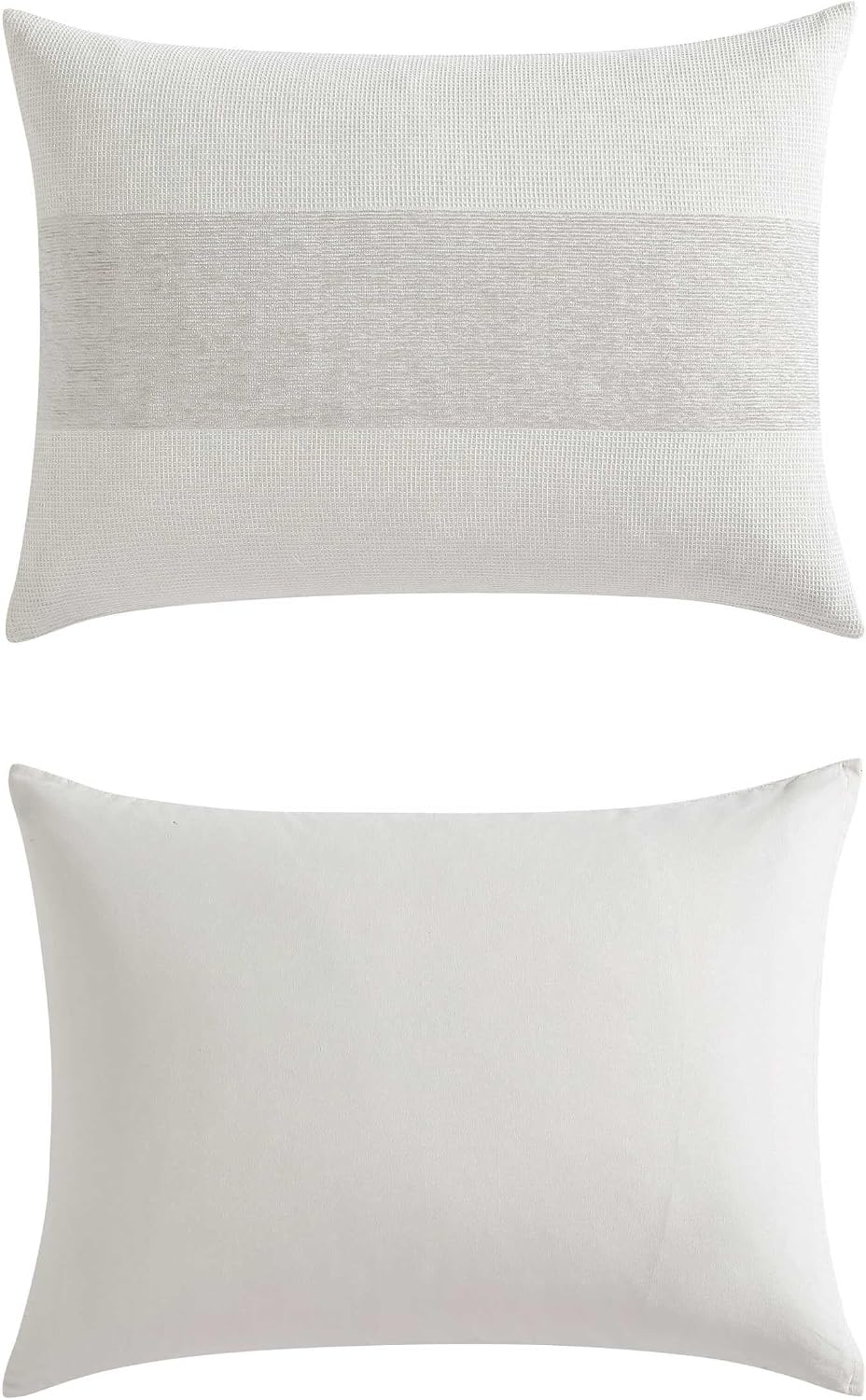 Vera Wang - King Size Comforter Set, Soft Bedding Set with Textured Chenille Waffle Feel, Medium Weight for Year-Round Comfort, 3 Piece Bed Set with Matching Pillowcases (Stripe Beige)