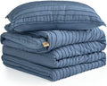 UGG Textured Twin Comforter Set - 2 Piece Striped Bedding Set with Pillow Sham – Luxurious and Cozy Reversible Blue Bed Set for Bedroom & Dorm (Twin/Twin XL)