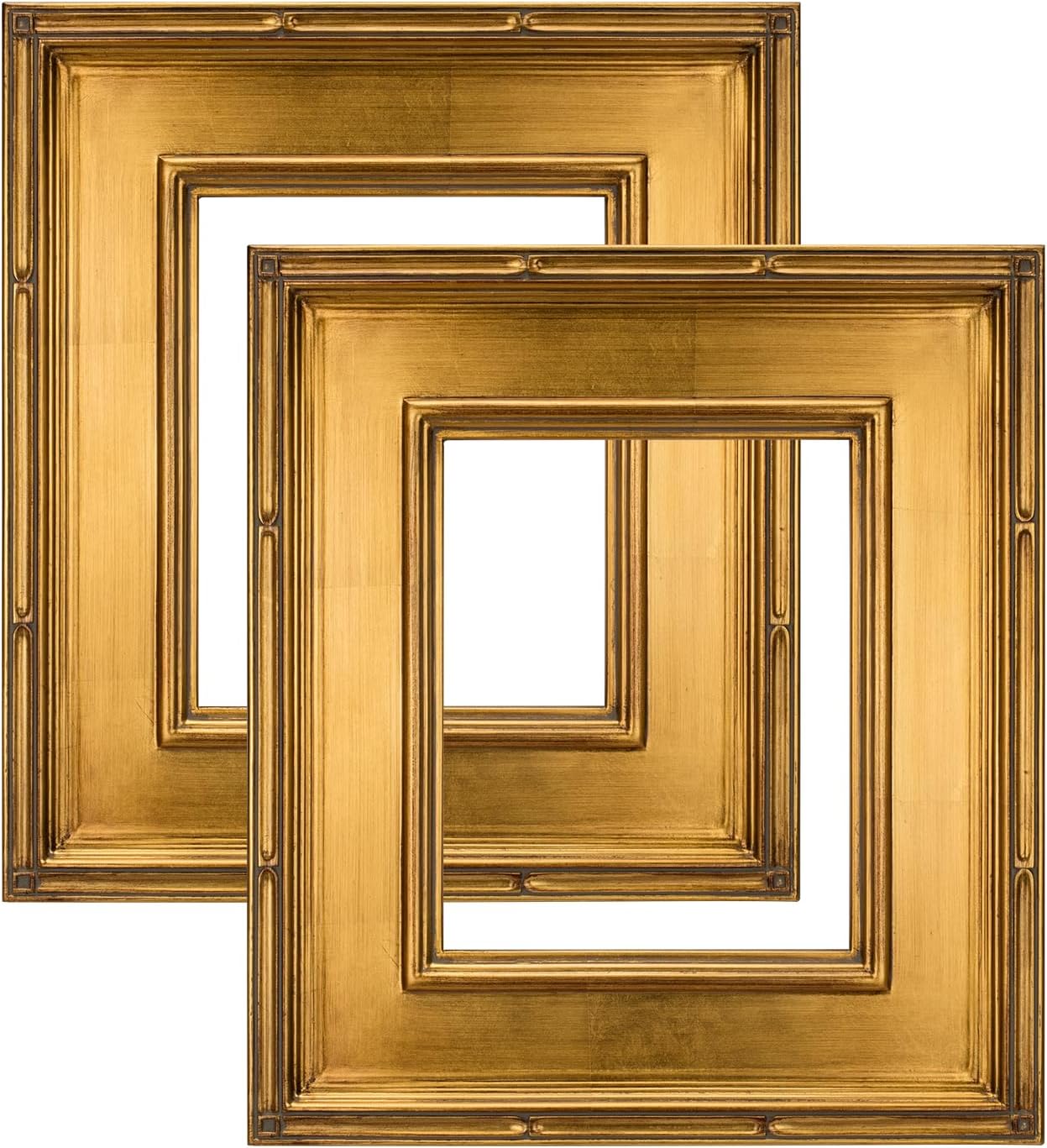 Creative Mark Museum Plein Aire Ornate Picture Frame - 12x12 - Gold Leaf - Pack of 2, High-End Antique Style Frames - Open Back with No Glass or Backing