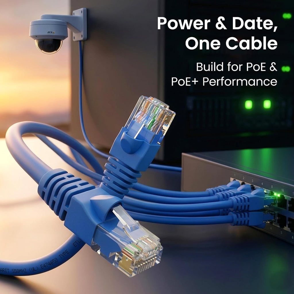 GEARit Cat 6 Ethernet Patch Cable 0.5 ft Blue (100 Pack) - Cat6 Patch Cables 0.5ft Blue/Ethernet Patch Cable, 10Gbps 550MHz 24AWG Pure Copper, Snagless, Gold Plated RJ45 for Router, Server, Router, PC