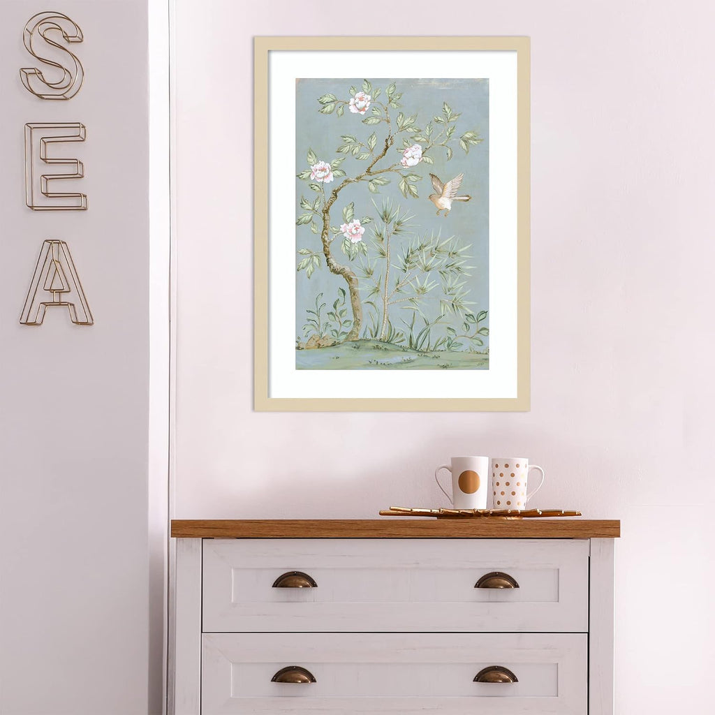 Amanti Art Framed Wall Art Print 25x19 Spring Flower Mural II Blue by Julia Purinton, Flowers Wall Art, Vintage Decor, Medium Poster Painting Artwork for Living Room, Bedroom, Bathroom, Kitchen,