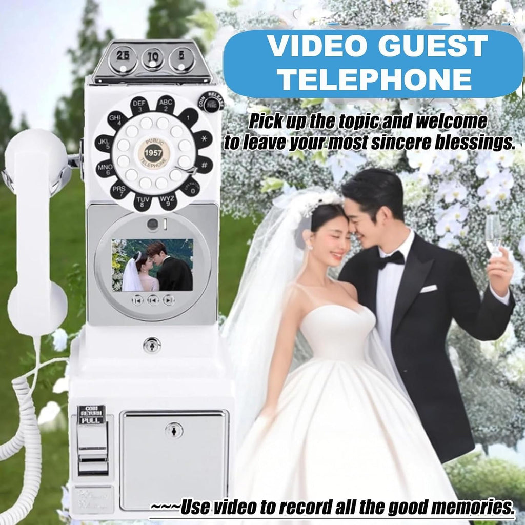 Video & Audio Guest Book Wedding Phone Guestbook,1080p Video Audio Wedding Phone,32/64/128g Customized Video Audio Guest Book Alternatives-Lens Recording,For Wedding Bridal Shower,Birthday ,Red32g
