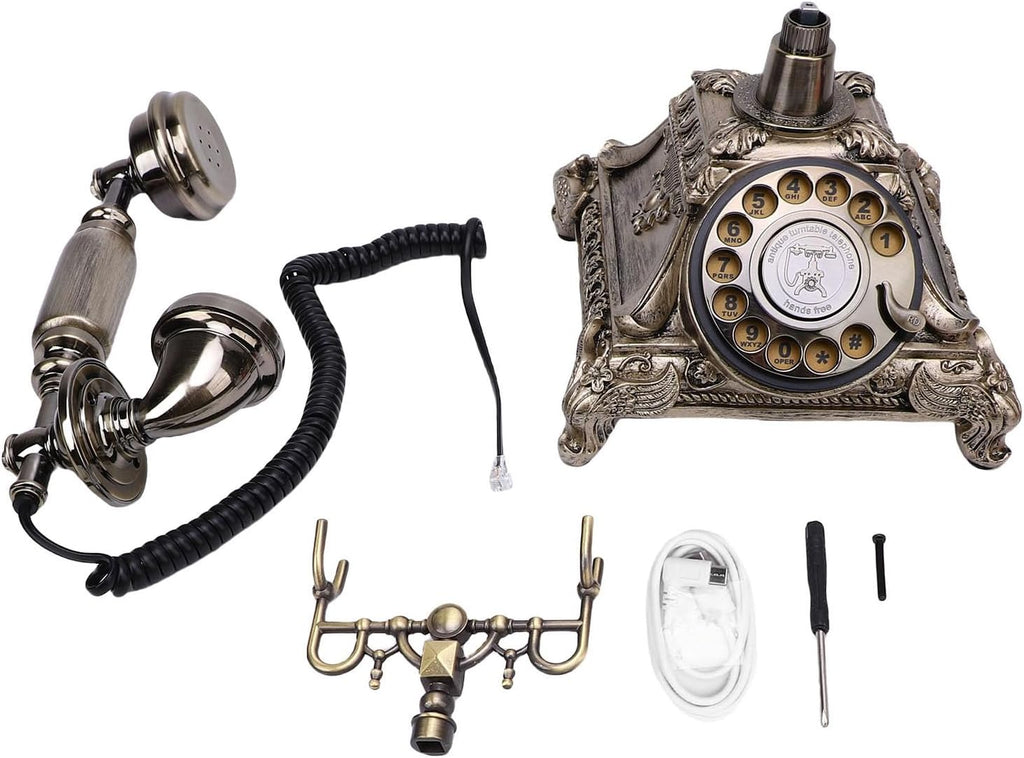 Audio Guest Book Phone, Personalized Recording Voice Messages, Vintage Style with 32G Capacity for Weddings Bridal Showers Birthday Parties Anniversaries (Antique Brass Color)