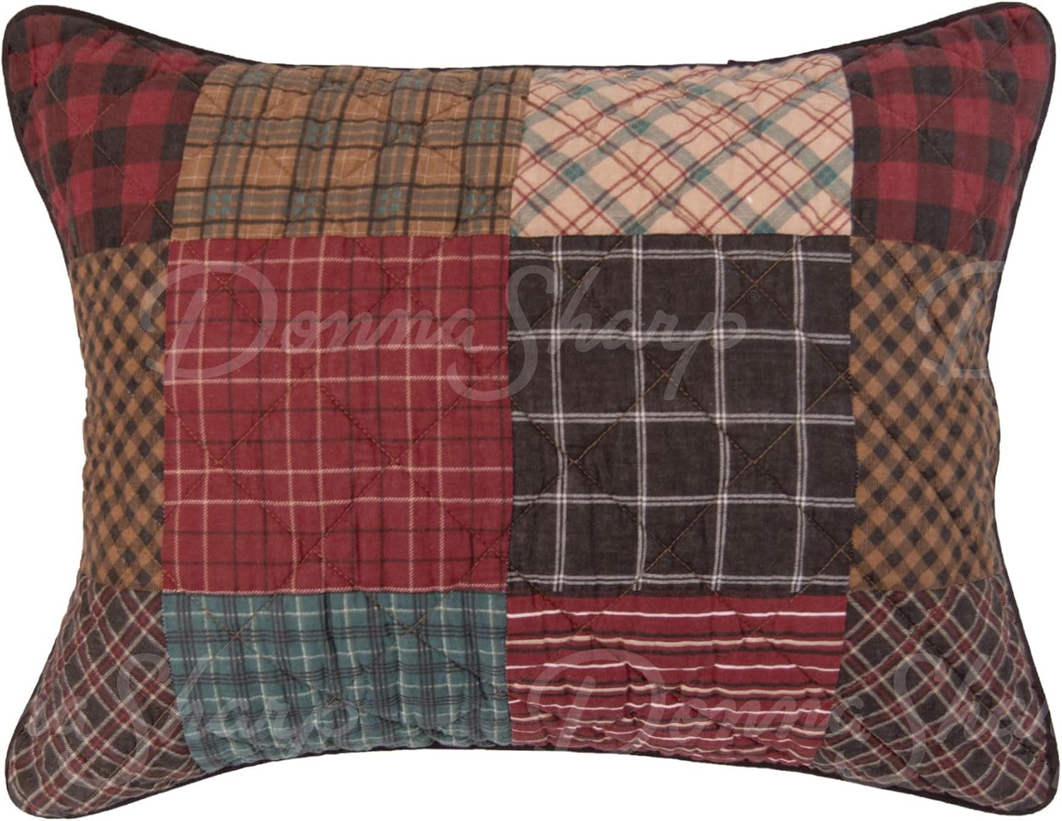 Donna Sharp Appalachia Plaid Cotton Pieced Patchwork Quilted Bedding Set - 3-Piece King Size Quilt Set - Includes 1 Quilt and 2 Pillow Shams - Machine Washable - Perfect for Rustic Decor