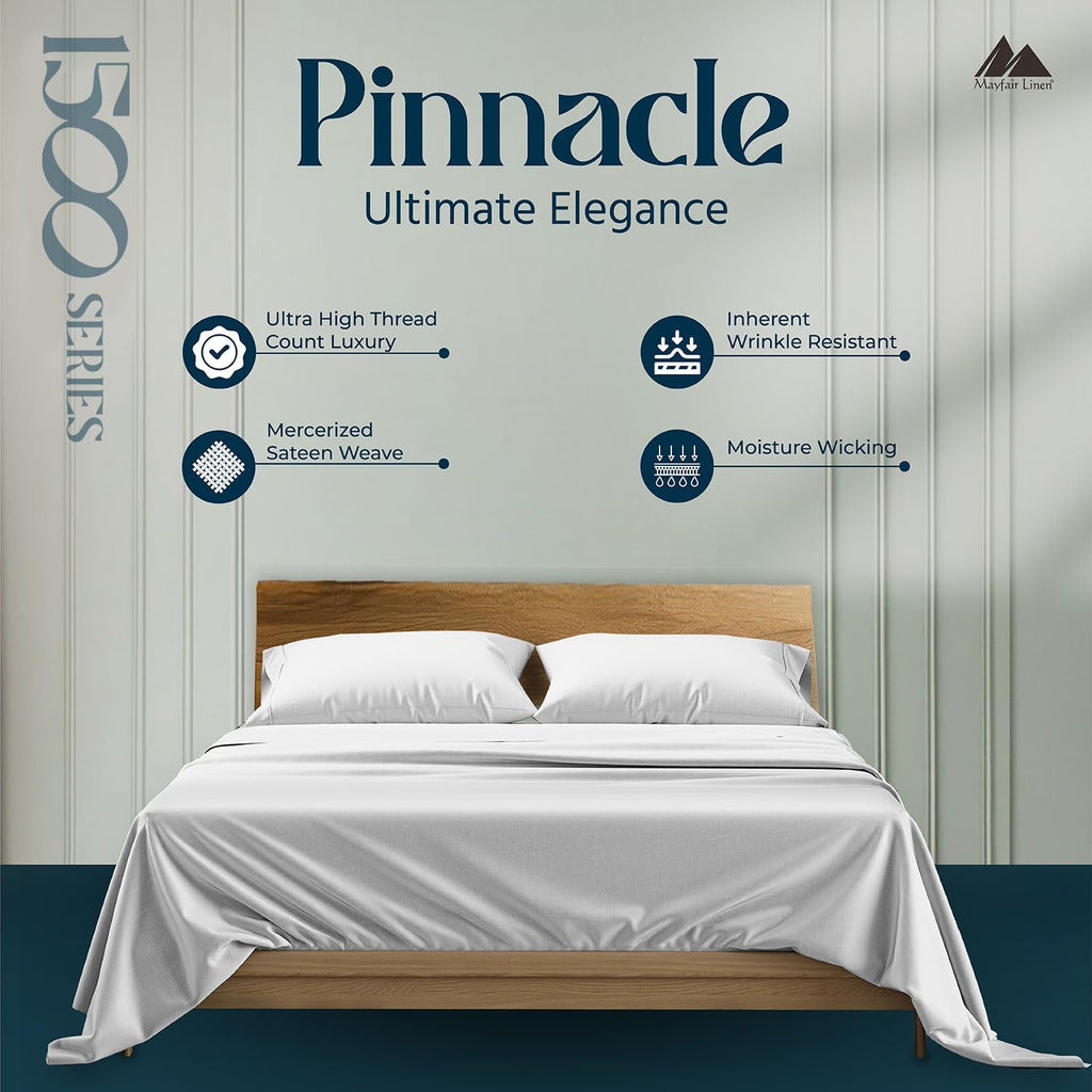 Mayfair Linen 100% Egyptian Cotton Sheets Queen Size - 1500 Series Queen Size Sheets Set Egyptian Cotton, Luxury Bedsheet (Light Grey, 4 PC), Soft, Cooling, 17' Deep Pocket Sateen Weave Bedsheet Set