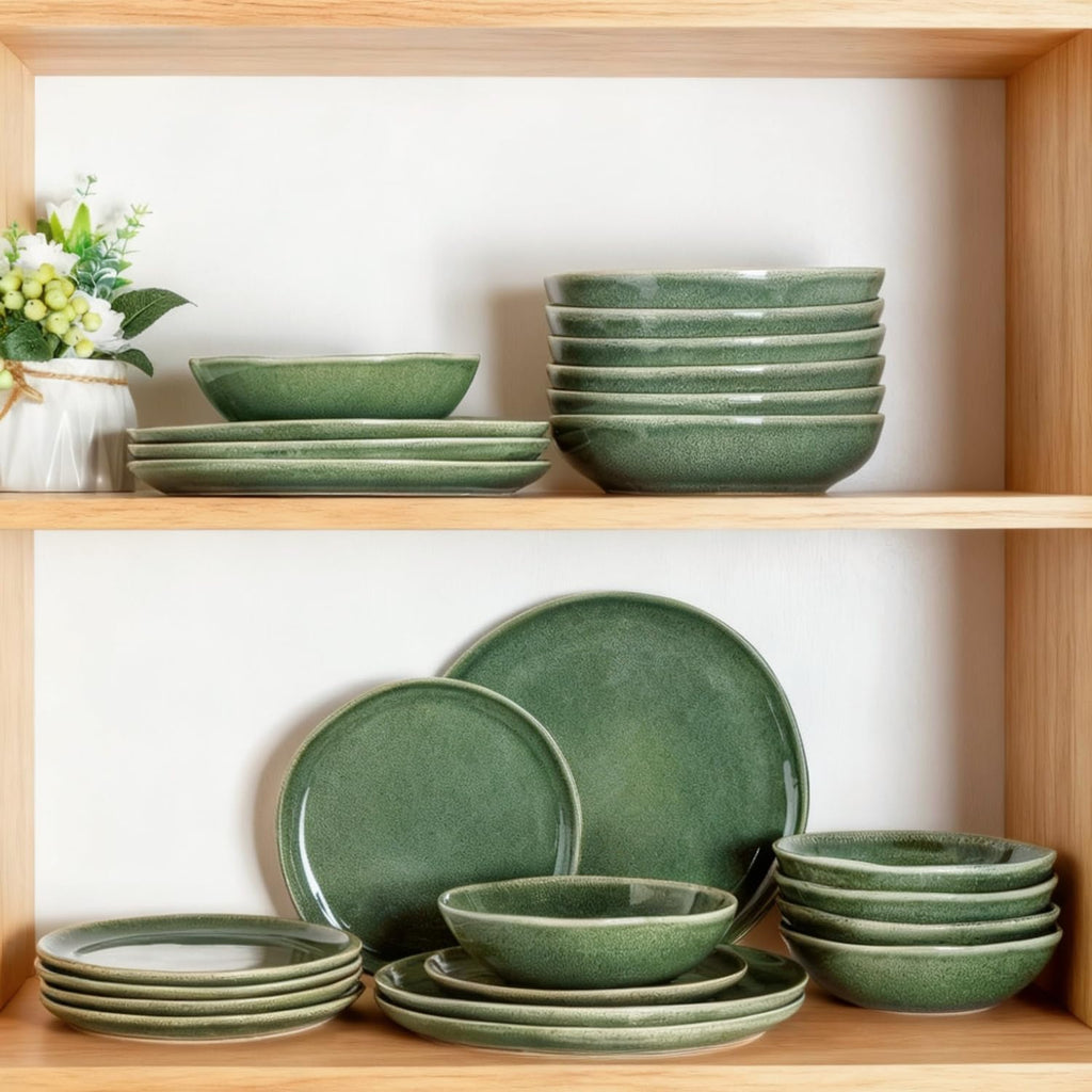 AmorArc Ceramic Dinnerware Sets,Handmade Reactive Glaze Stoneware Plates and Bowls Sets,Highly Scratch Resistant | Dishwasher & Microwave Safe Dishes Set,Service for 8 (24pc)