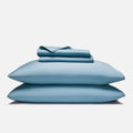 Brooklinen Luxury Sateen 4 Piece Sheet Set - 100% Cotton Bed Sheets, Soft & Durable King Size Sheets Set in Storm Blue, Oeko-TEX Certified Bedding Set, 1 Fitted Sheet, 1 Flat Sheet, 2 Pillowcases