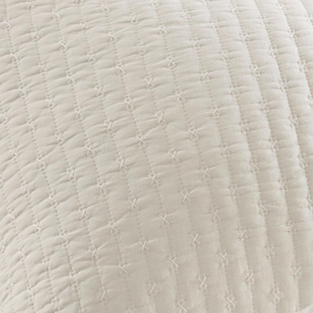 Levtex Home Cross Stitch Reversible Full/Queen Quilt Set (88x92in) with 2 Pillow Shams (26x20in) - Stitch Texture - Cream - Cotton Full/Queen Size Quilt Bedding Set - Lightweight, Soft, Pre-Washed