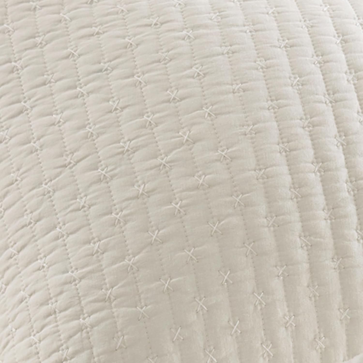 Levtex Home Cross Stitch Reversible Full/Queen Quilt Set (88x92in) with 2 Pillow Shams (26x20in) - Stitch Texture - Cream - Cotton Full/Queen Size Quilt Bedding Set - Lightweight, Soft, Pre-Washed
