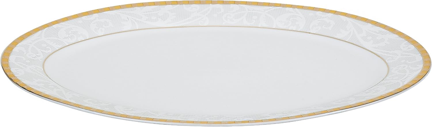 Lorren Home Trends 57-Piece Porcelain Dinnerware Set, Ricamo-GD, Service for 8
