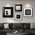 4 Piece Framed Modern Black and White Wall Art for Living Room, Large Abstract Minimalist Geometric Artworks for Walls, Bright Style Picture Prints Paintings for Dining Room Hallway Office Wall Decor