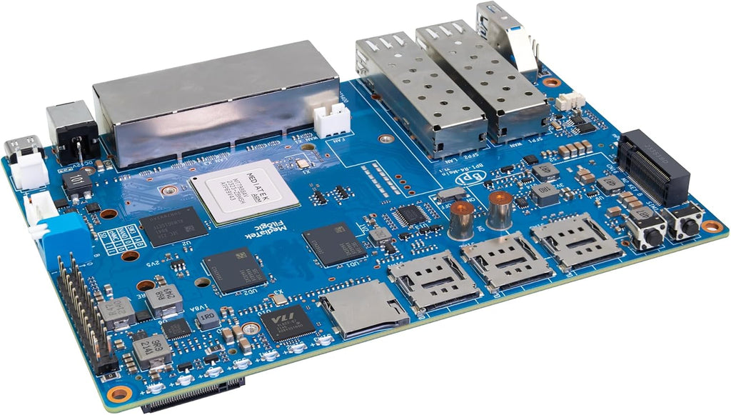 Banana Pi BPI-R4 WiFi 7 OpenWRT Wireless Dual-Band WiFi Router Board, MediaTek MT7988A (Filogic 880) SoC, 4G/5G Internet Router, 4X GbE and 2X 10GbE SFP for NAS Smart Home Gateway (8GB RAM Bundle3)