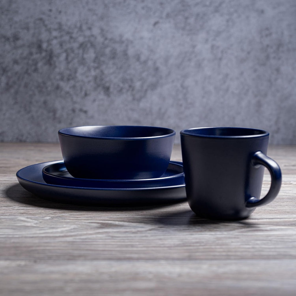 MÜLLERHEIM 903 Minimalist Collection 32-Piece Contemporary Ceramic Stoneware Dinnerware Sets for 8, Blueberry Plates and Bowls sets, Dinner Plates Set, Salad Dish Set, Bowls, Cup