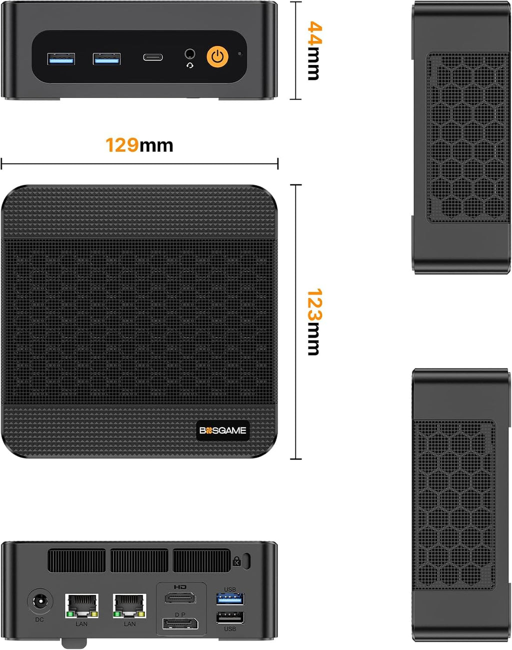 BOSGAME P6 Neo Mini PC with AMD Ryzen 7 6800H, 24GB LPDDR5X 1TB PCle SSD, 4K Triple Display, Dual LAN, Wi-Fi 6E/BT5.2, Mini Desktop Computer for Gaming/Office