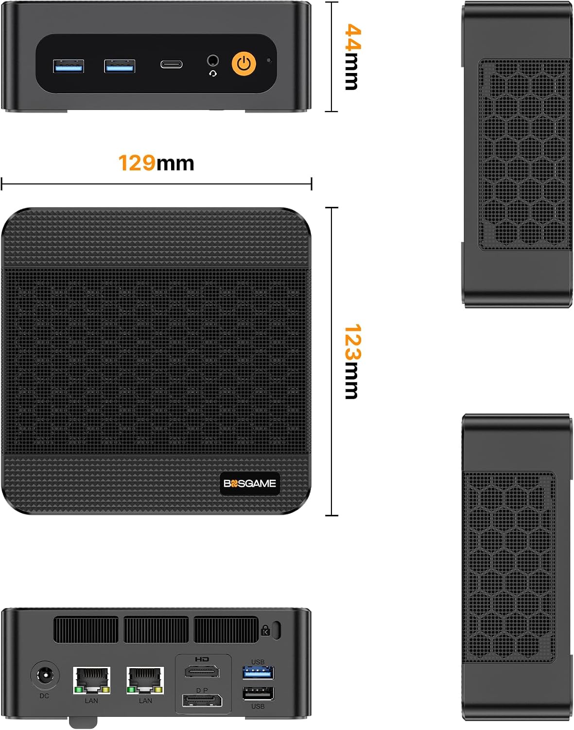 BOSGAME P6 Neo Mini PC with AMD Ryzen 7 6800H, 24GB LPDDR5X 1TB PCle SSD, 4K Triple Display, Dual LAN, Wi-Fi 6E/BT5.2, Mini Desktop Computer for Gaming/Office