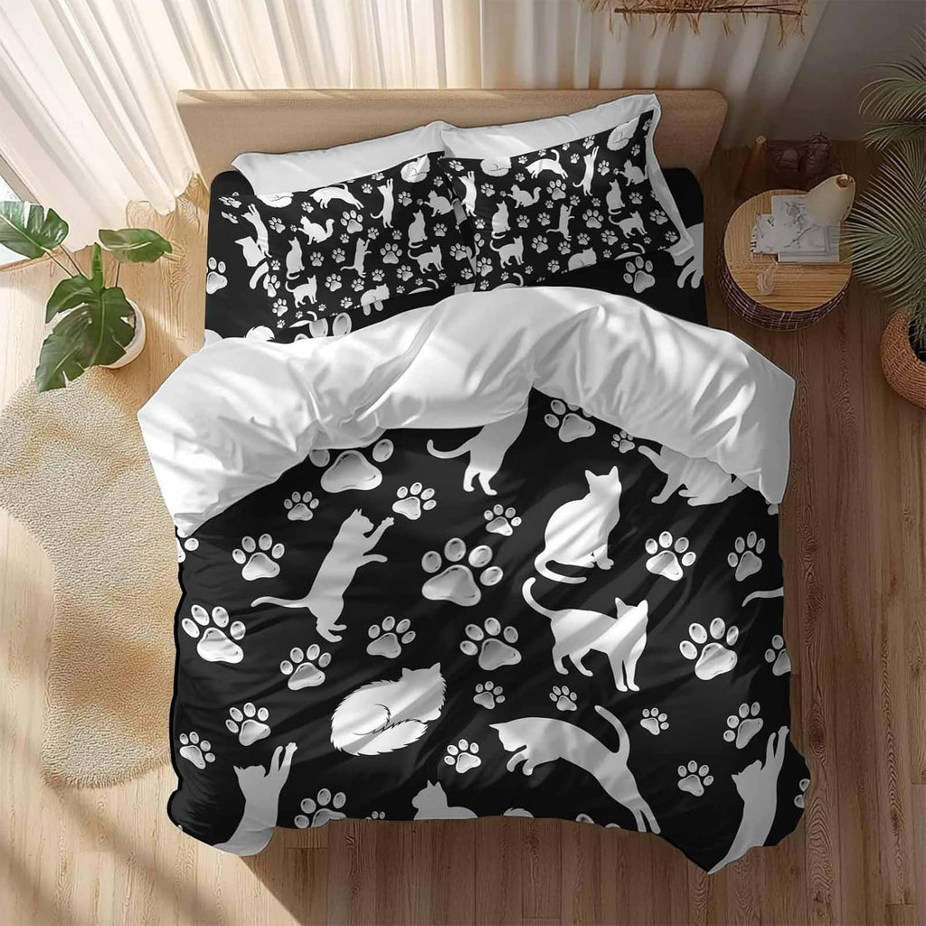Prime Leader Cats Claws Duvet Cover Set Queen Size 4 Pieces Black Background Abstract Animal Modern Bedding Set with Zipper Closure, 1 Comforter Cover 86x86 Inches 1 Flat Sheet & 2 Pillow Cases