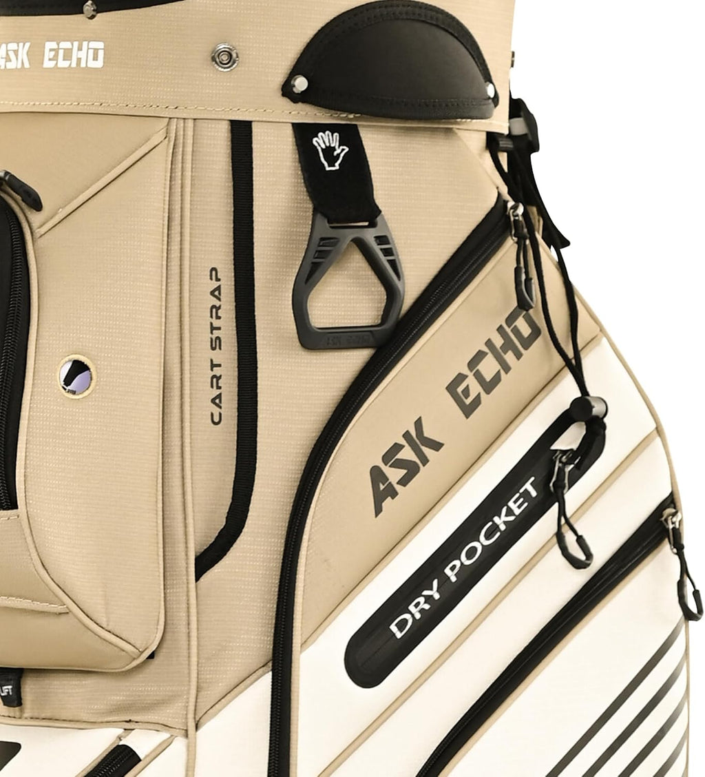 ASK ECHO T-Lock Golf Cart Bag with 14 Way Organizer Divider Top, Premium Cart Bag with Handles and Rain Cover, for Men