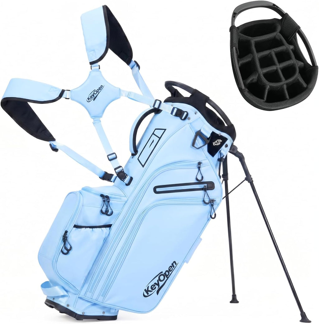 Lightweight Golf Stand Bag, 14 Way Golf Bags with Full Length Dividers for Men Women, Encrypted 900D Weather-Proof Club Carry Bag with Ergonomic Dual Strap, Cooler Pockets, 9 Pockets
