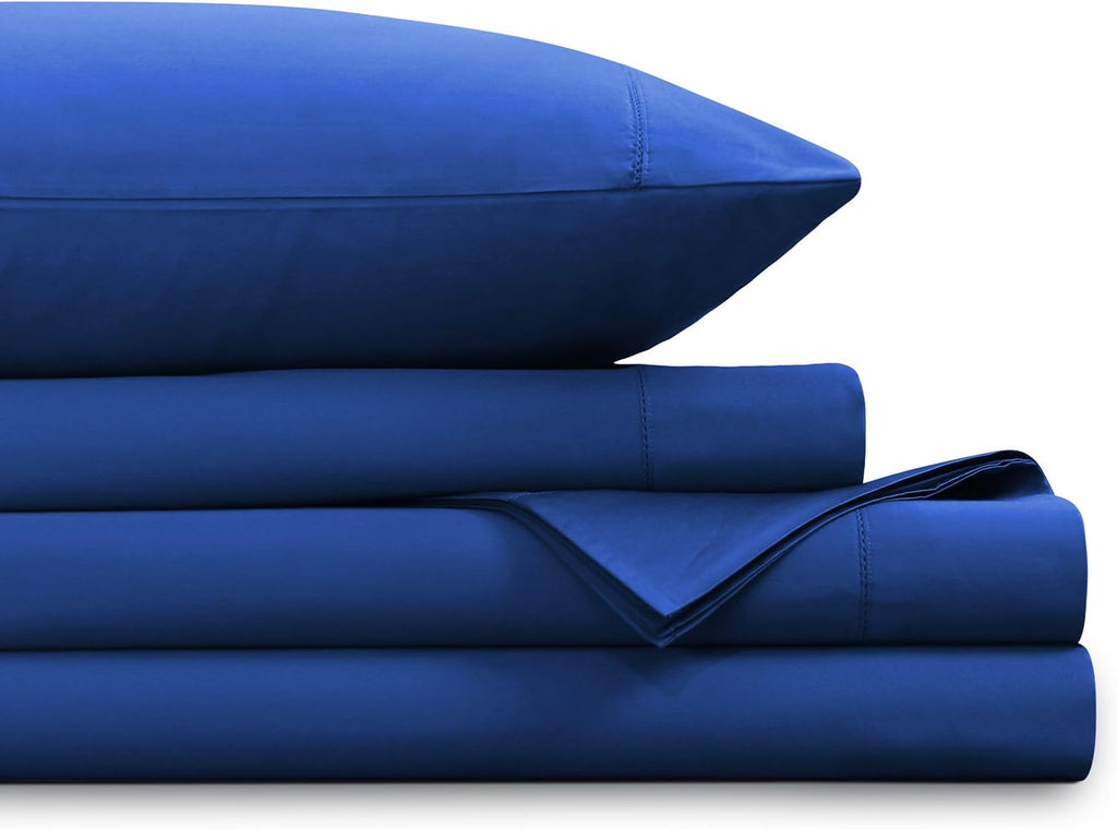 Tribeca Living 1000 Thread Count Egyptian Cotton Sheets King Size - Silky Smooth Sateen Weave for Luxurious Sleep - 22 Inch Deep Pocket 4-Piece Set in Classic Blue