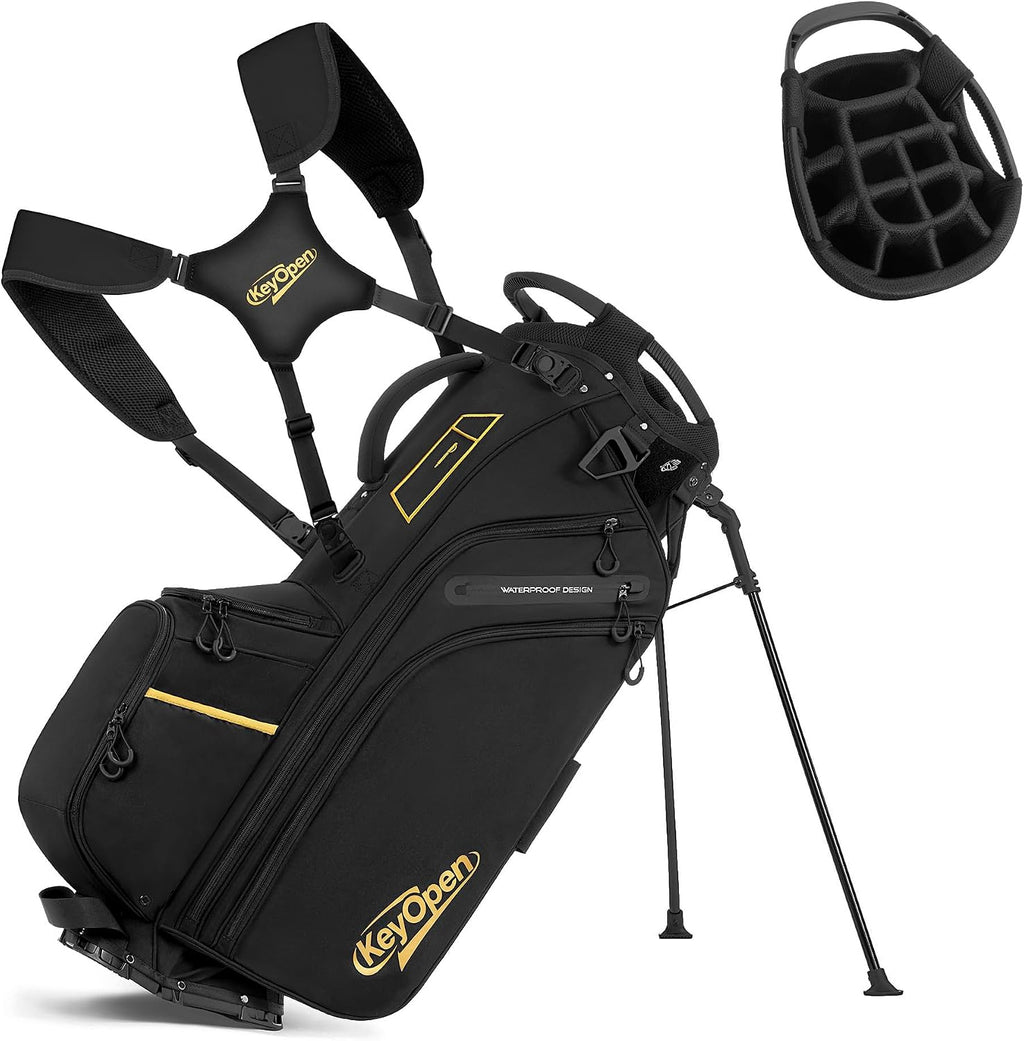 Lightweight Golf Stand Bag, 14 Way Golf Bags with Full Length Dividers for Men Women, Encrypted 900D Weather-Proof Club Carry Bag with Ergonomic Dual Strap, Cooler Pockets, 9 Pockets