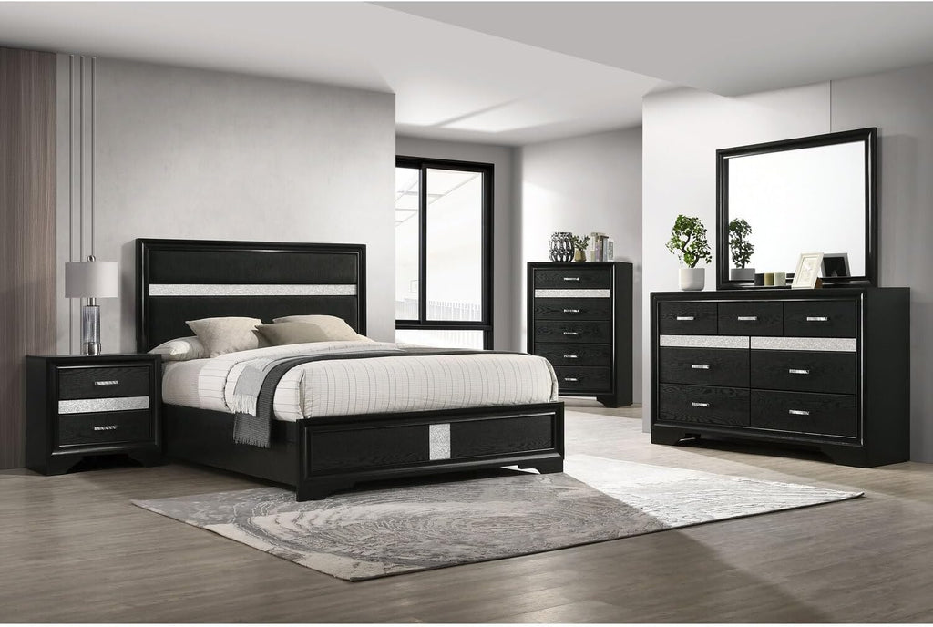 HomeStock Bedroom Set 4 Piece Black Finish Modern Design