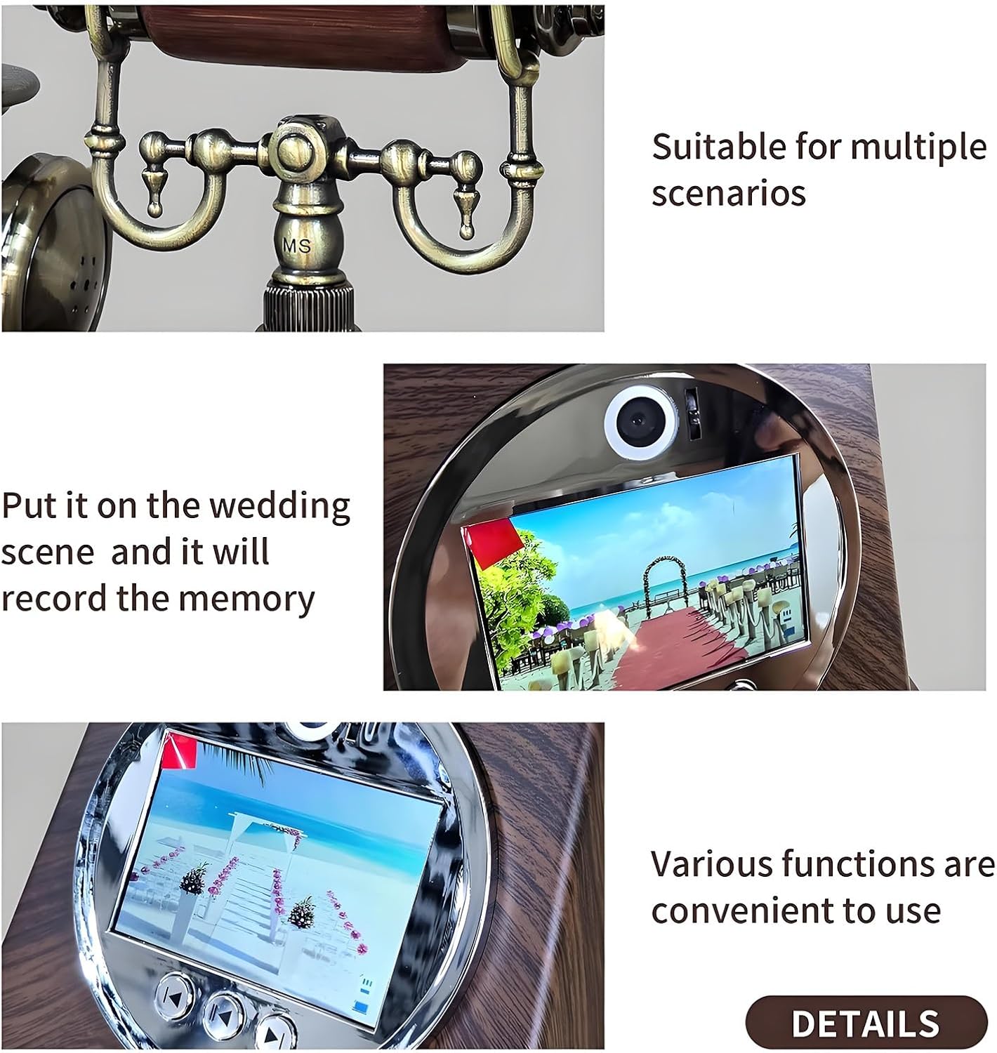 New Video Audio Guest Book Wedding Phone, 128G 1080P HD Video Audio Phone Guestbook, Creative Record Audio GuestBook for Wedding Bridal Shower, Birthday, Graduations, Baby Shower(B)