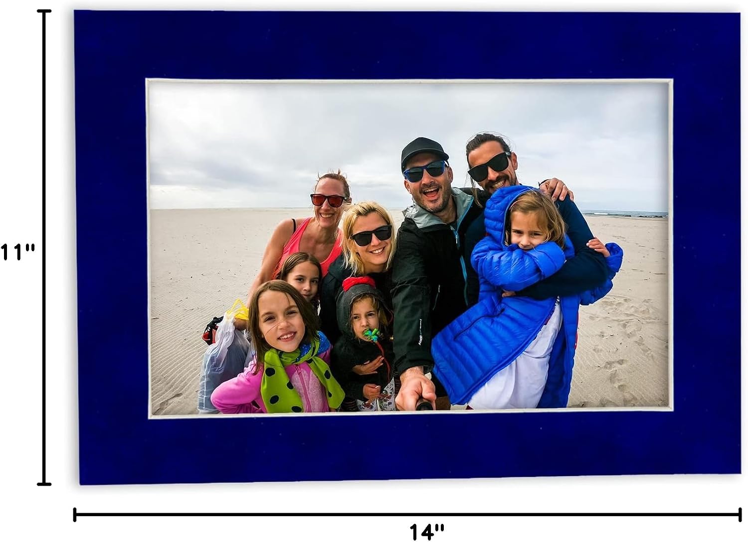 Poster Palooza Pack of 25 Acid Free 11x14 Mats Bevel Cut for 8.5x11 Photos - Royal Blue Suede Precut Matboards For Pictures, Photos, Framing - 4-ply Thickness