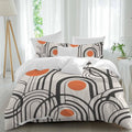Black Orange Duvet Cover Set Queen Size 4 Pieces Abstract Line Boho Minimalist Mid Century Arch Geometric Bedding Set with Zipper Closure, 1 Comforter Cover 92x106 Inches 1 Flat Sheet & 2 Pillow Cases