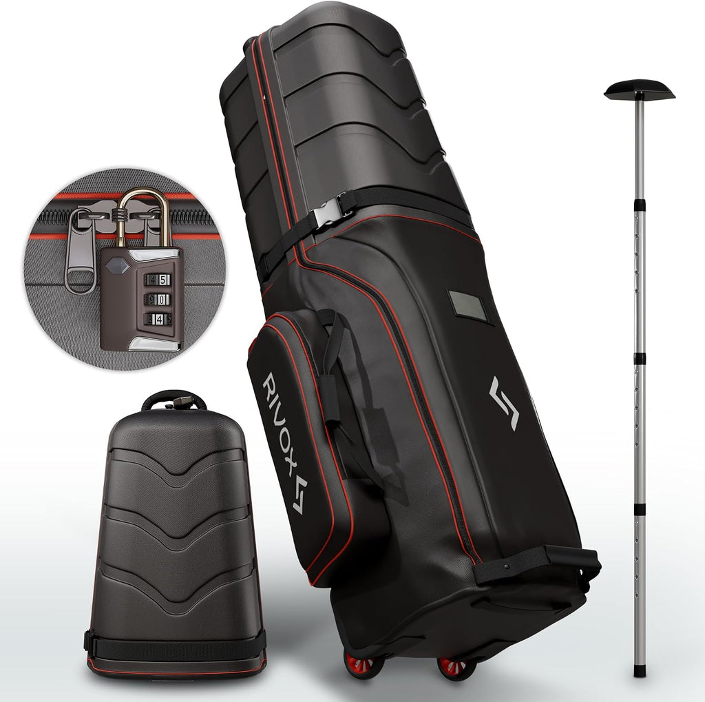 Hard Top Golf Travel Bag for Airlines – Durable Golf Club Case with Wheels, Interior Cushion, TSA Lock & Support Rod – Collapsible Hard Shell Protection