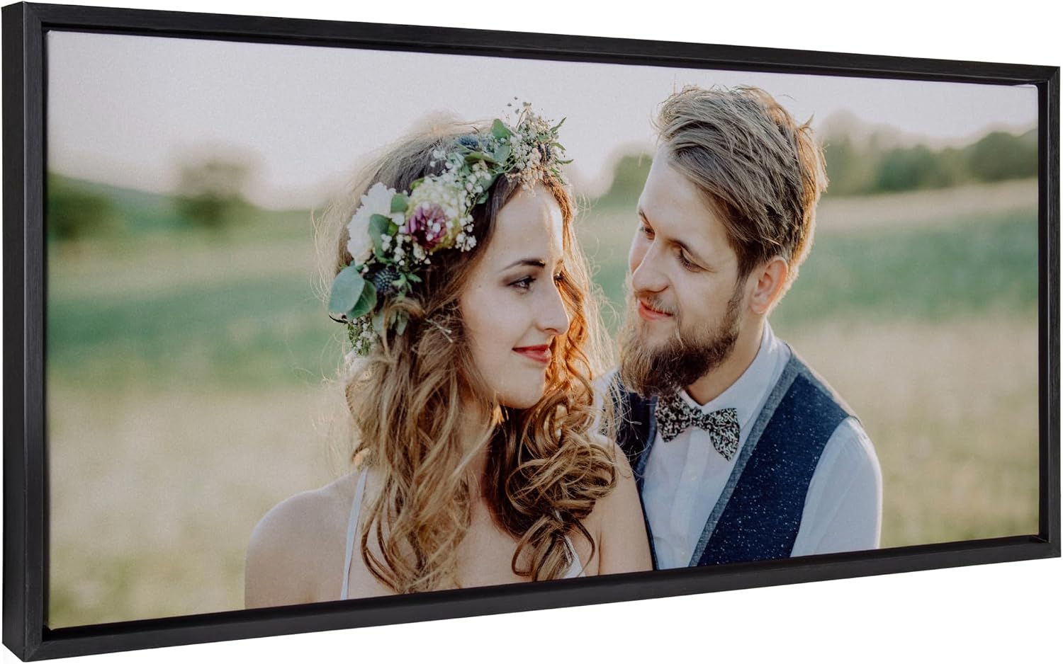 Kate and Laurel Custom Printed Framed Canvas Wall Art, 40x18 Black, Sylvie Personal Canvas Print with Your Photos for Bedroom or Living Room Gallery Wall Decor | Printed and Hand Framed in the USA