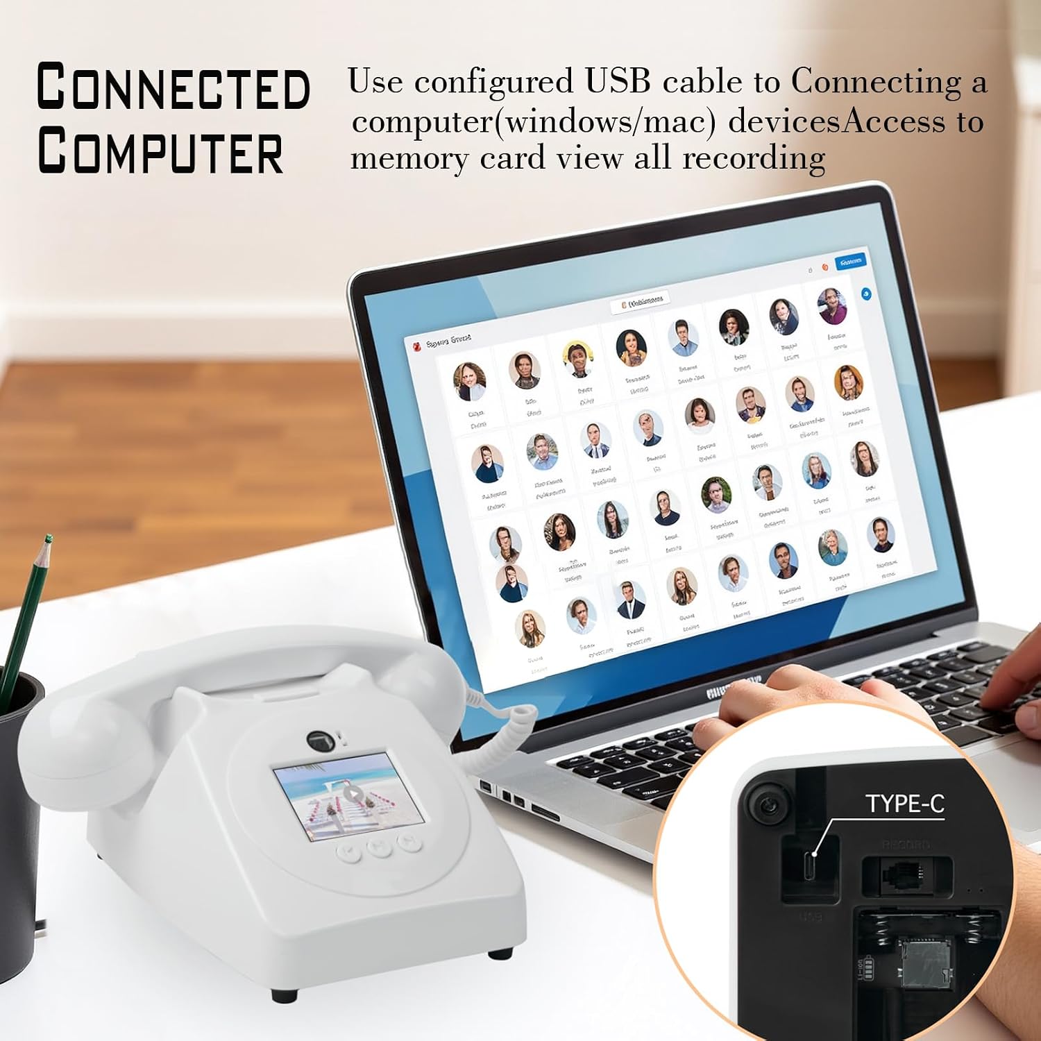 Video Audio Guest Book Wedding Phone,1080P HD Leave a Customized Video Messages, Ideal for a Variety of Memorable Party Occasions for Wedding, Birthday, Baby Shower, Graduation,retire (White)