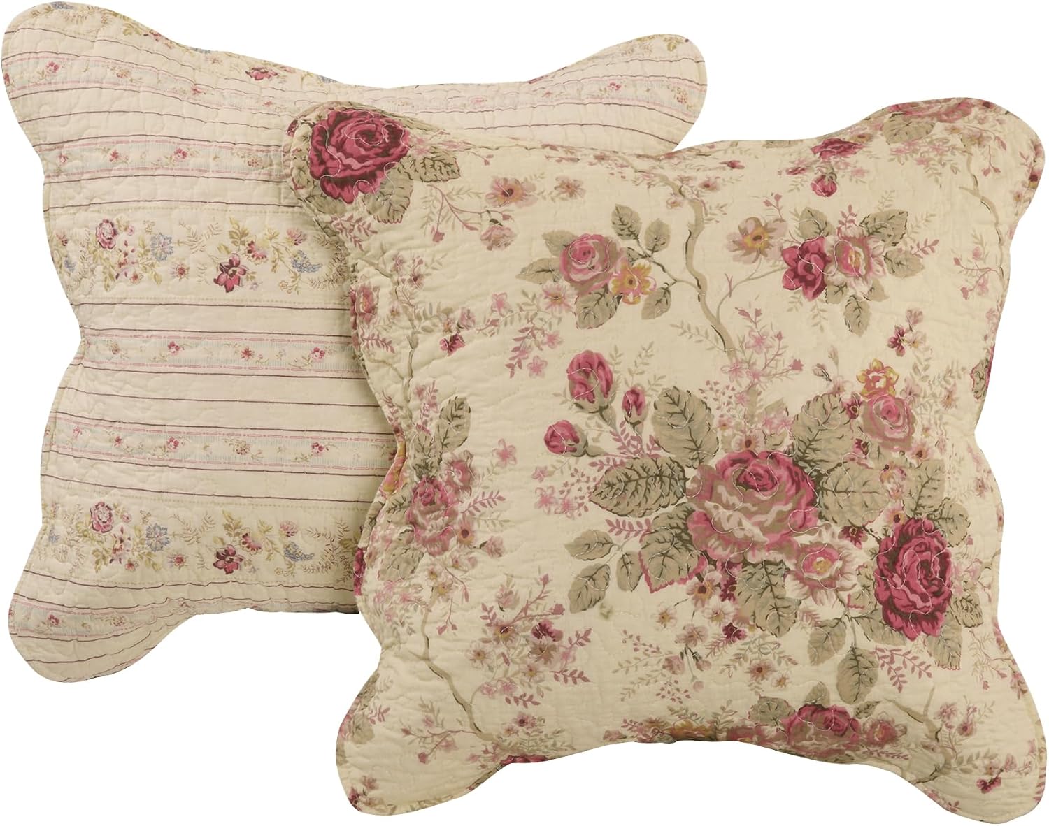 Greenland Home Antique Rose 100% Cotton Heirloom-Quality Quilt Set, 4-Piece Twin/XL, Ecru