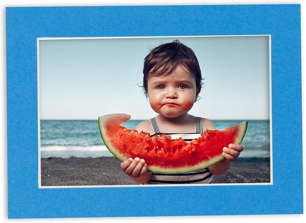 11x14 Mat for 12x18 Frame - Precut Mat Board Acid-Free Show Kit with Backing Board, and Clear Bags Bay Blue 11x14 Photo Matte Made to Fit a 12x18 Picture Frame Matboard for Framing, Pack of 25 Mats
