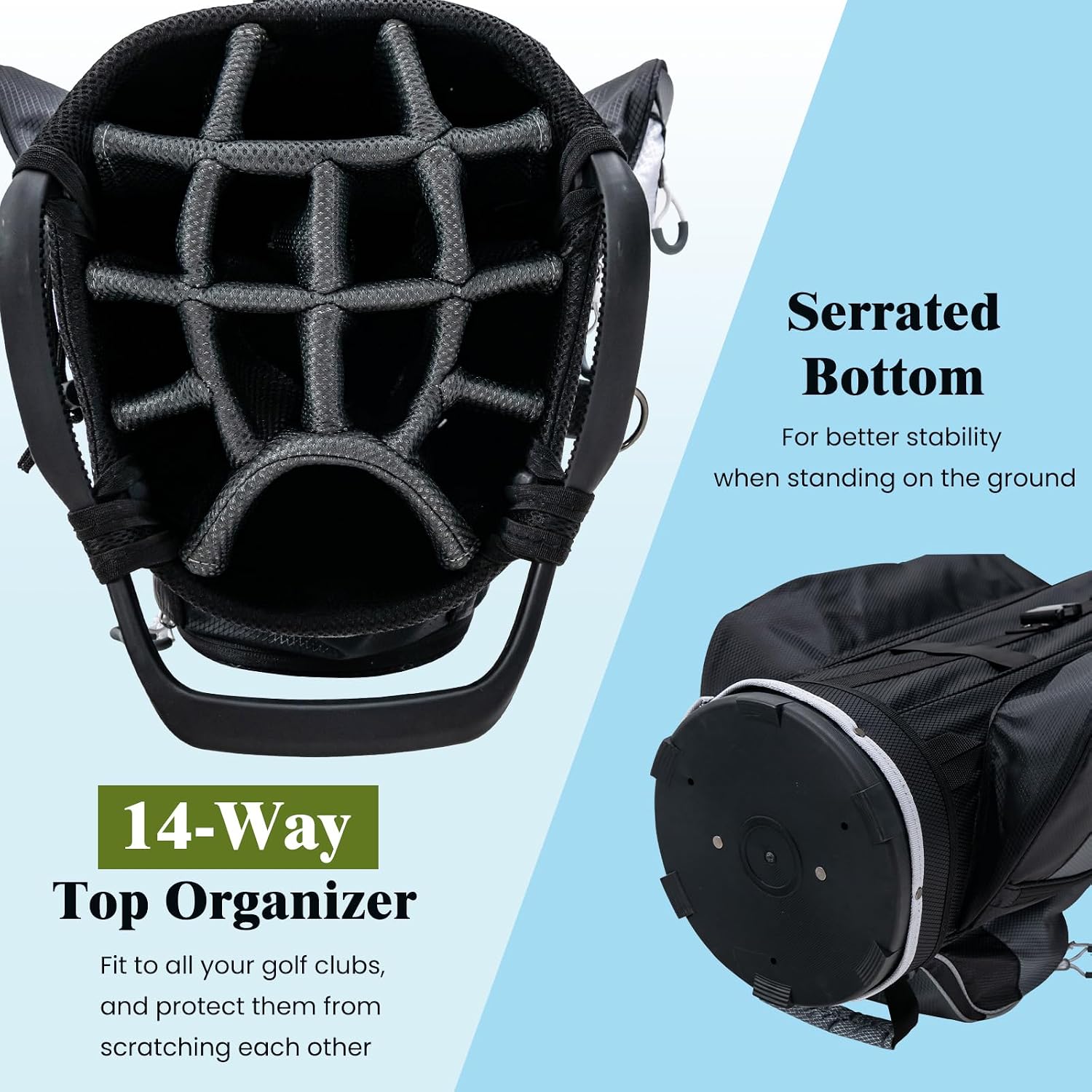 Goplus Golf Cart Bag with 14-Way Top Dividers, Golf Club Bag with 7 Zippered Pockets Including Cooler Bag, Rain Hood, Carry Handles, Detachable Shoulder Strap, Lightweight Golf Bag for Men Women