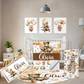 Terwex Personalized Toddler Bedding Set, 5 Pcs Custom Name Crib Bedding Set for Boys Girls, Balloon Bear Baby Crib Bedding Set, Double Layer Flannel Baby Crib Set, Customized Gifts for Newborn Infant