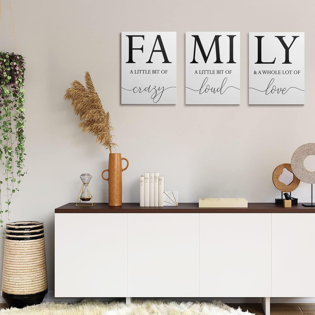 GUBIYU Home Family Wall Decor, Wall Art for Living Room Set of 3 Inspirational Canvas Prints Black and White Framed Canvas Art Paintings Wood Wall Decoration for Dining Room Bedroom Home Decor 24'x36'