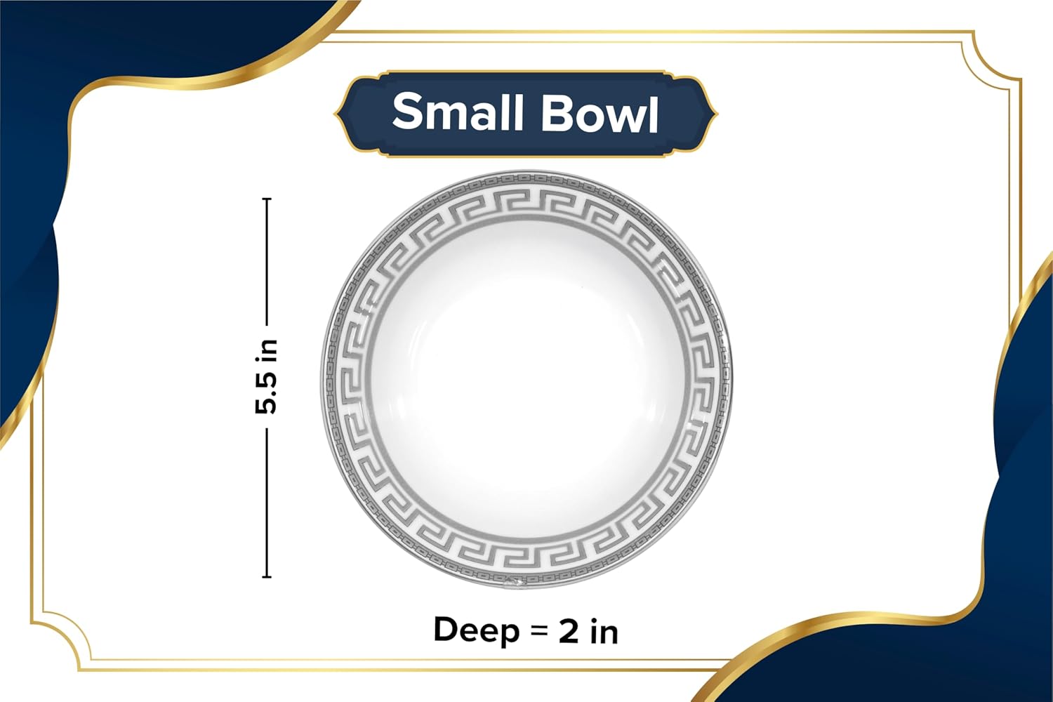 32 Piece Porcelain Dinnerware Sets for 8 – White Plates and Bowls with Silver Greek Key Design - Dish Set for Kitchen Table, Everyday Dining or Formal Occasions (Meander Silver)