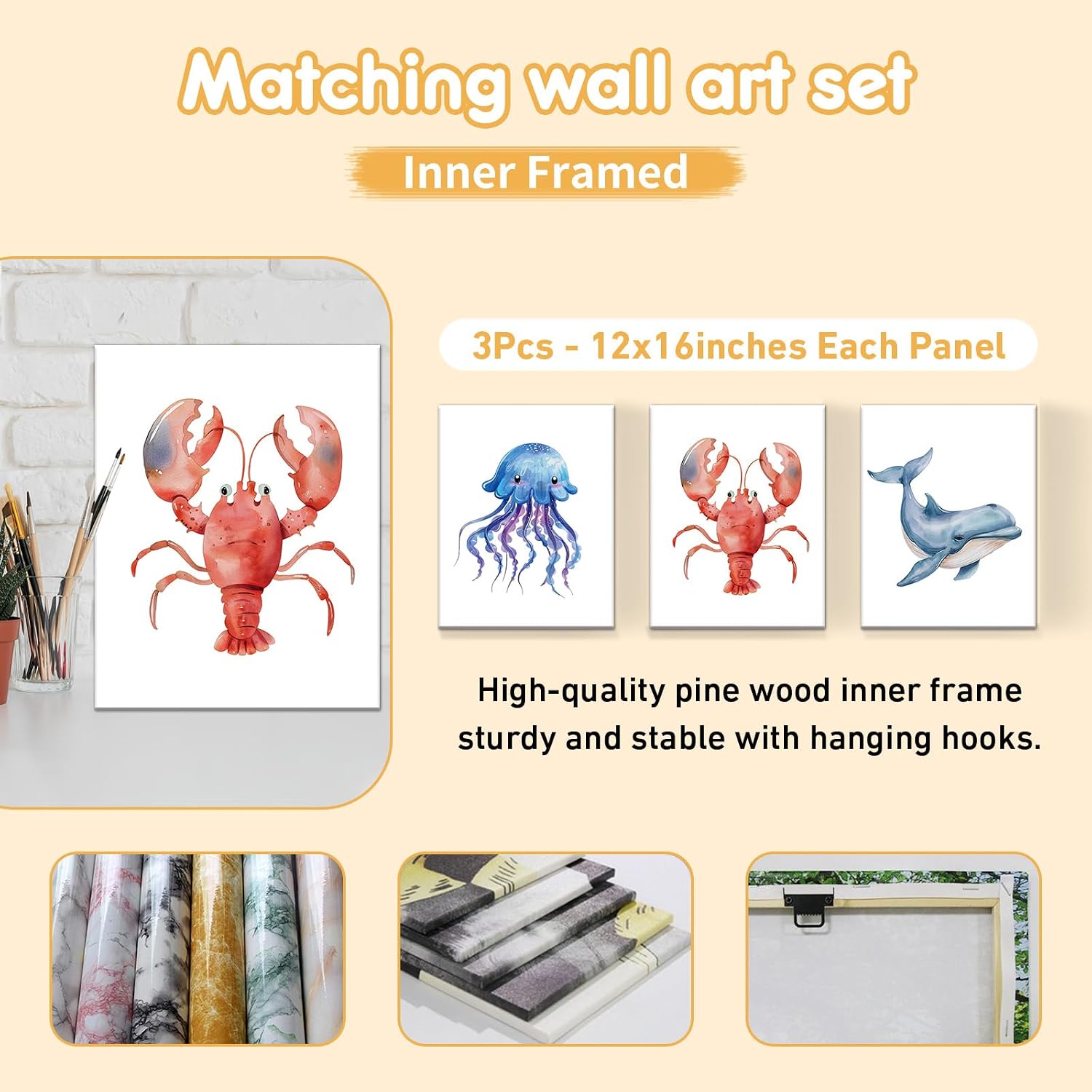 Terwex Personalized Crib Bedding Set, 5 Pcs Custom Name Nursery Bedding Sets, Marine Animals Infant Bedding Set for Baby Boy Girl, Double Layer Baby Crib Set, Babies Toddlers Kids Customized Gifts